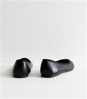 Women's Extra Wide Fit Black Leather-Look Ballet Pumps New Look