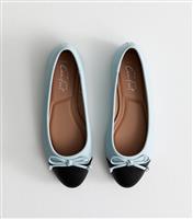 Women's Light Blue Contrast Toe Cap Ballerina Pumps New Look