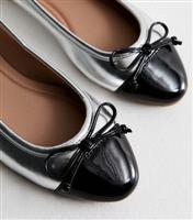 Women's Silver Contrast Toe Cap Ballerina Pumps New Look