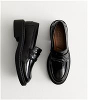 Women's Black Leather-Look Loafers New Look