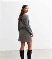 Women's Petite Black Boucl Check Mini Skirt New Look