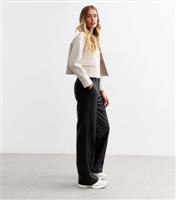 Women's Tall Black Faux Leather Wide Leg Trousers New Look