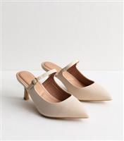 Women's Wide Fit off White Buckle Heel Mules Vegan New Look