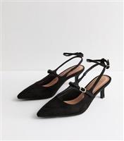 Women's Black Strappy Kitten Heel Sandals Vegan New Look