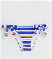 Women's Multicoloured Stripe Print Tie Side Bikini Bottoms New Look