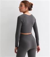 Girls' Dark Grey Square Neck Top New Look