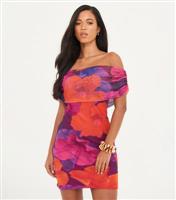 Women's Multicolour Mesh Off-Shoulder Mini Dress WKNDGIRL New Look