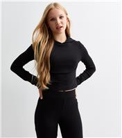 Girls' Black Long Sleeve Hoodie New Look