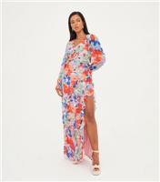 Women's Pink Floral Ruffle-Trim Maxi Dress WKNDGIRL New Look