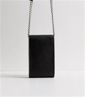 Black Leather-Look Cross-Body Phone Bag New Look