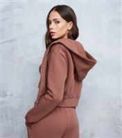Women's Brown Zip-Up Hoodie WKNDGIRL New Look
