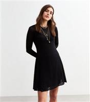 Women's Black Soft Touch Diamond Mini Dress New Look