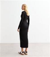 Women's Black Scoop Neck Jersey Midi Dress New Look
