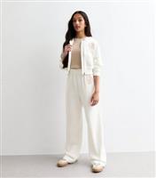 Girls' Cream Beverly Hills Wide Leg Joggers New Look