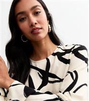 Women's Off White Abstract Print Tie Back Midi Dress New Look
