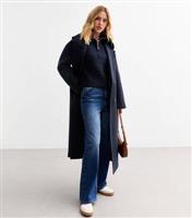 Women's Navy Ribbed Knit Half Zip Jumper New Look