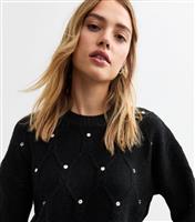 Women's Black Diamant Embellished Diamond Knit Jumper New Look