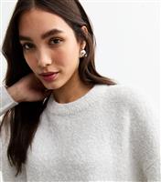 Women's Pale Grey Sparkly Boucl Knit Jumper New Look