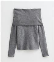 Women's Petite Grey Bardot Jumper New Look
