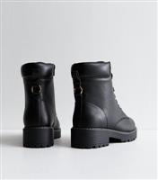 Women's Wide Fit Black Lace Up Ankle Boots Vegan New Look