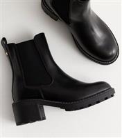 Women's Wide Fit Black Chunky Chelsea Boots Vegan New Look