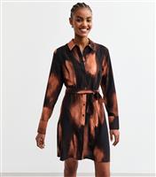 Women's Tall Black Bleach Print Mini Shirt Dress New Look