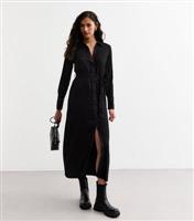 Women's Tall Black Stitched Midi Shirt Dress New Look
