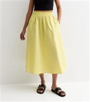 Women's Yellow Cotton Midi Skirt Gini London New Look
