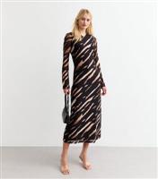 Women's Tall Black Animal Mesh Midi Dress New Look