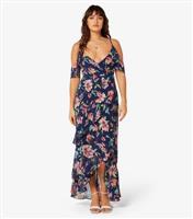 Women's Blue Floral Print Maxi Dress Apricot New Look