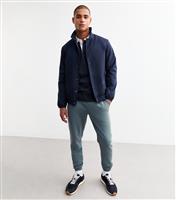 Men's Blue Regular Washed Jersey Joggers New Look