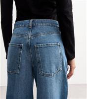 Women's Blue Straight Leg Turn Up Jeans New Look
