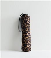 Brown Leopard Print Umbrella New Look