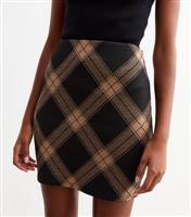 Women's Black Checked Mini Tube Skirt New Look