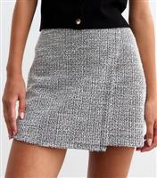 Women's White Boucl Wrap Mini Skirt New Look