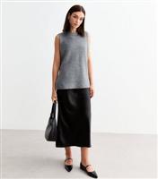Women's Black Satin Bias Cut Midi Skirt New Look
