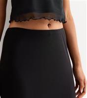 Women's Black Mesh Split Hem Midi Skirt New Look