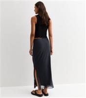 Women's Dark Grey Mesh Split Hem Midi Skirt New Look