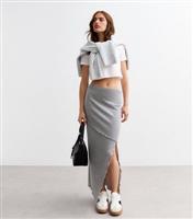 Women's Grey Exposed Seam Midi Skirt New Look
