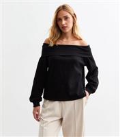 Women's Black Bardot Long Sleeve Sweatshirt New Look