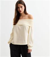Women's Off White Bardot Long Sleeve Sweatshirt New Look