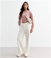 Women's Pink Crew Neck Cropped Sweatshirt New Look