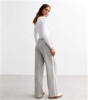 Women's Grey Pintuck Wide Leg Drawstring Joggers New Look
