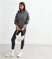 Women's Grey Acid Wash Cotton Blend Hoodie New Look