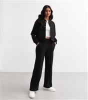 Women's Black Wide Leg Jersey Trousers New Look