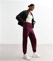 Women's Burgundy Elasticated Waist Cuffed Joggers New Look