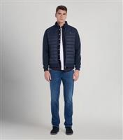 Men's Navy Jersey Sleeve Padded Jacket Farah New Look