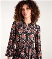 Women's Rust Floral Print Shirred Waist Midi Dress Blue Vanilla New Look