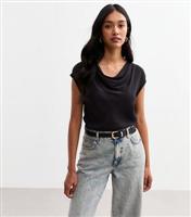 Women's Black Ruched Neck Sleeveless Top New Look