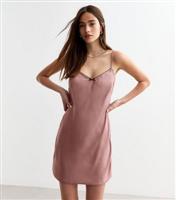 Women's Pink Bow Detail Satin Mini Slip Dress New Look